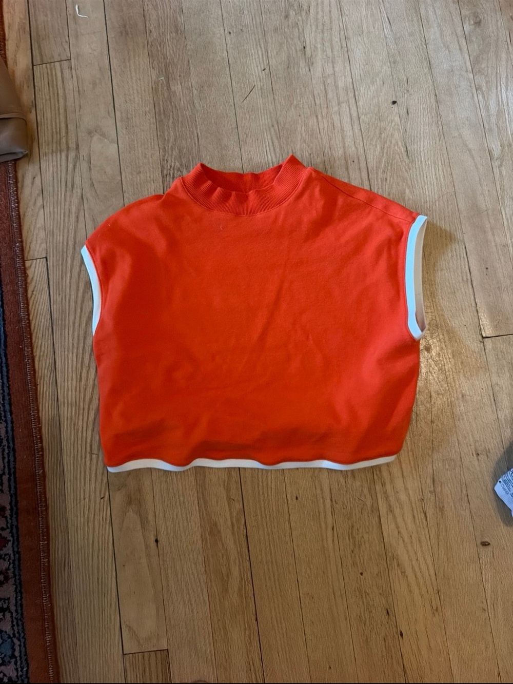 Maeve Women's Orange Sleeveless Crop Top with White Trim